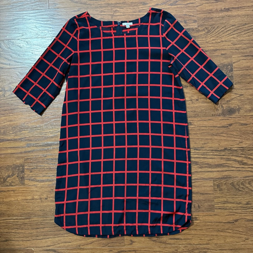 Gap Navy and Red Windowpane Dress Size Medium